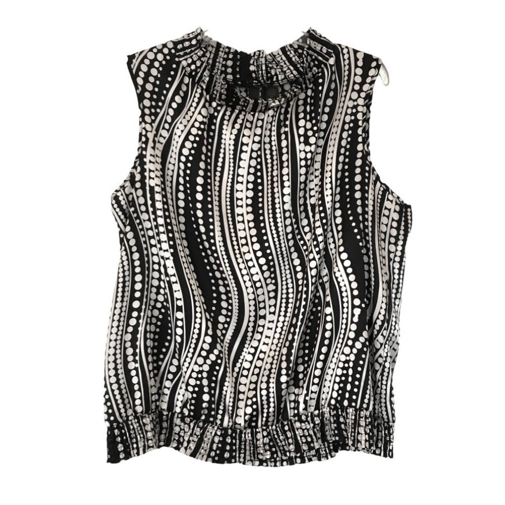 Serenade / SERA NADE Sleeveless Blouse with Smocked Neck and Waist.
